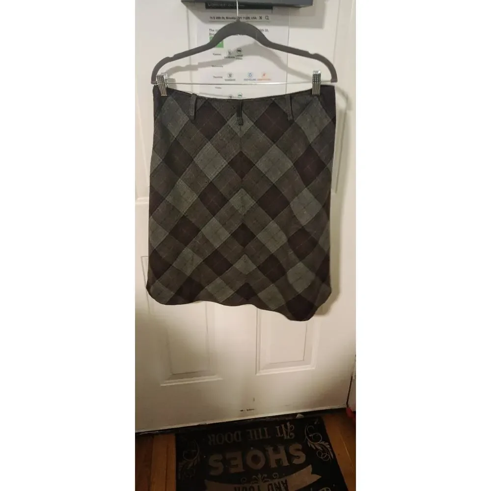 Carole Little Wool Burgundy Plaid Flute Skirt Y2K Gilmore Girls Size 12p Petite